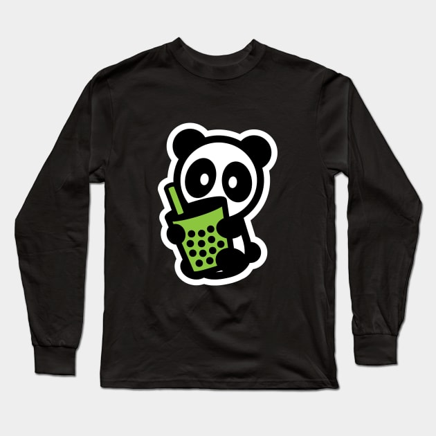 Matcha Boba Tea Panda Long Sleeve T-Shirt by Bambu